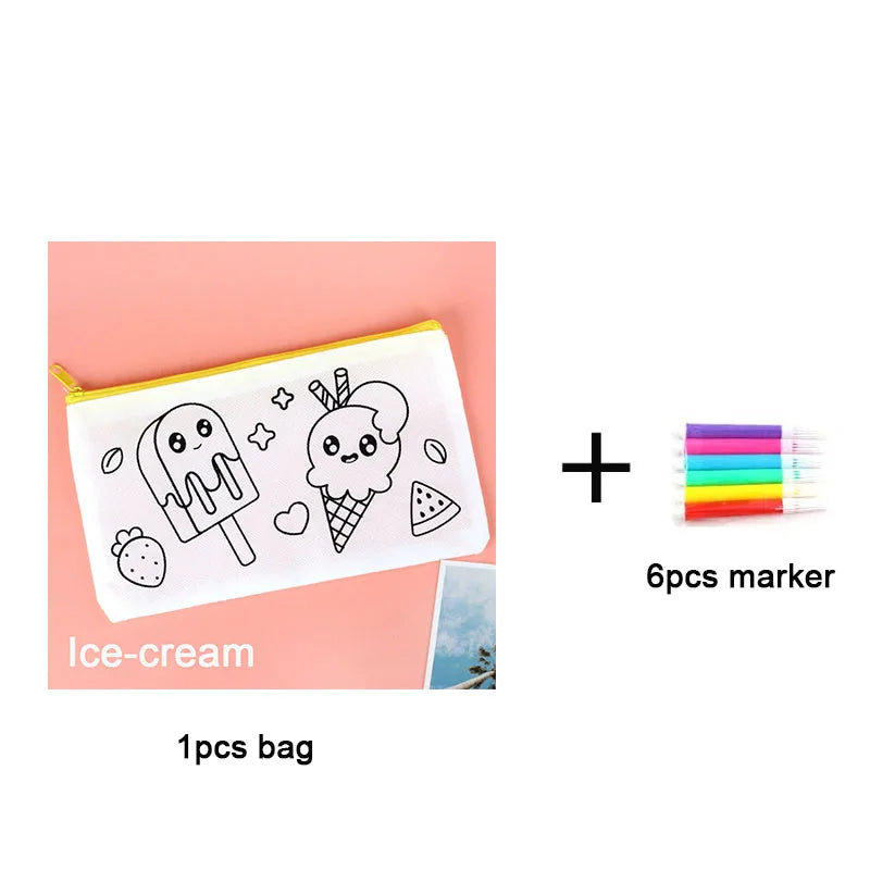 Non Woven Pen Bag DIY Coloring Stationery Kids Students Painting Toys
