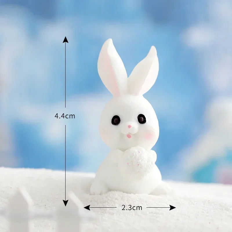 Figurines Christmas Rabbit Micro Landscape Snowman Bunny Ornament Desk Accessories For Home Decoration Kids Gifts Miniature Peaceful Pleasures Health and Wellness 5