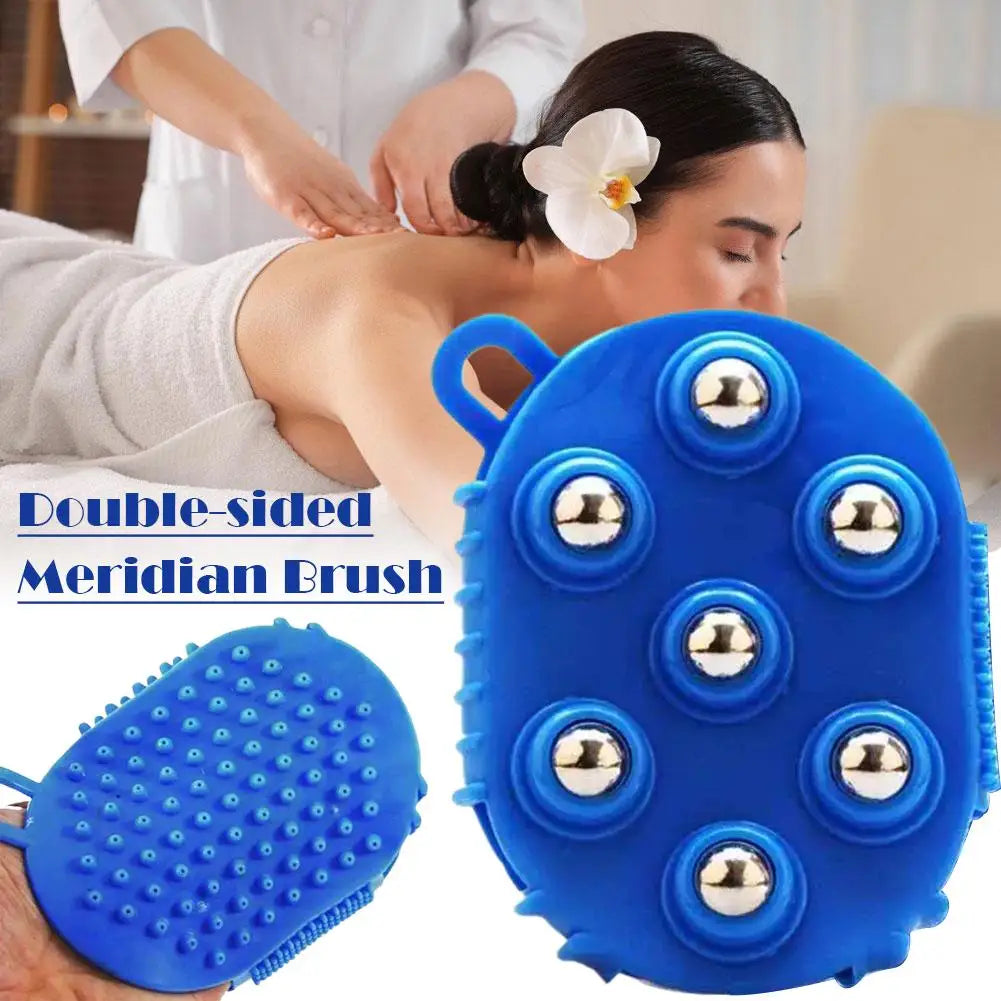 Double-Sided Massage Glove – 7-Bead & Steel Ball Brush