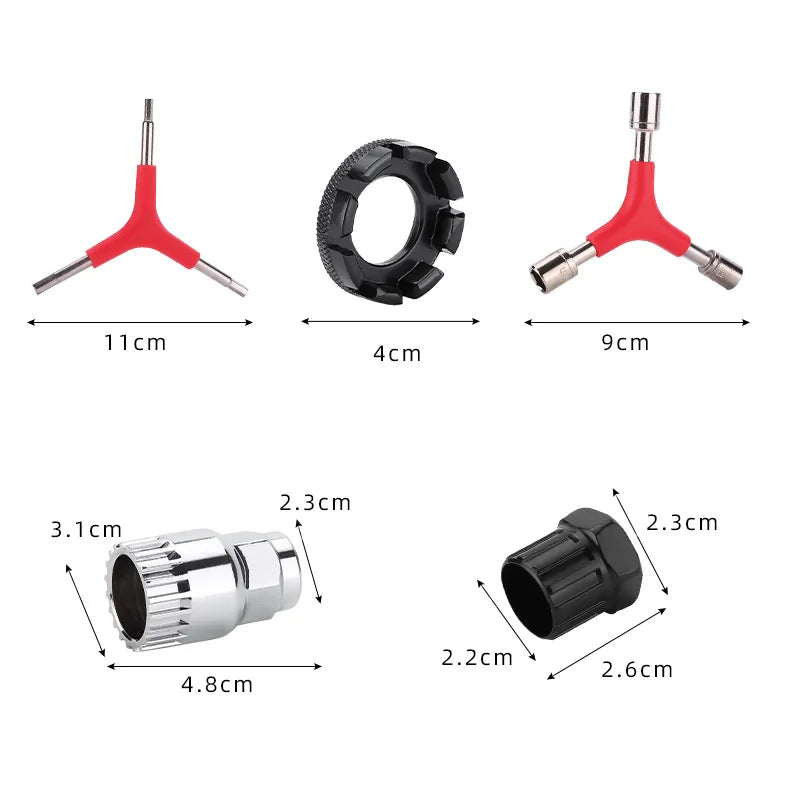 Bicycle Repair Tool Kits Chain Breaker Crank Puller hexagonal wrench spoke wrench bracket disc bike Removal Repair tool Peaceful Pleasures Health and Wellness