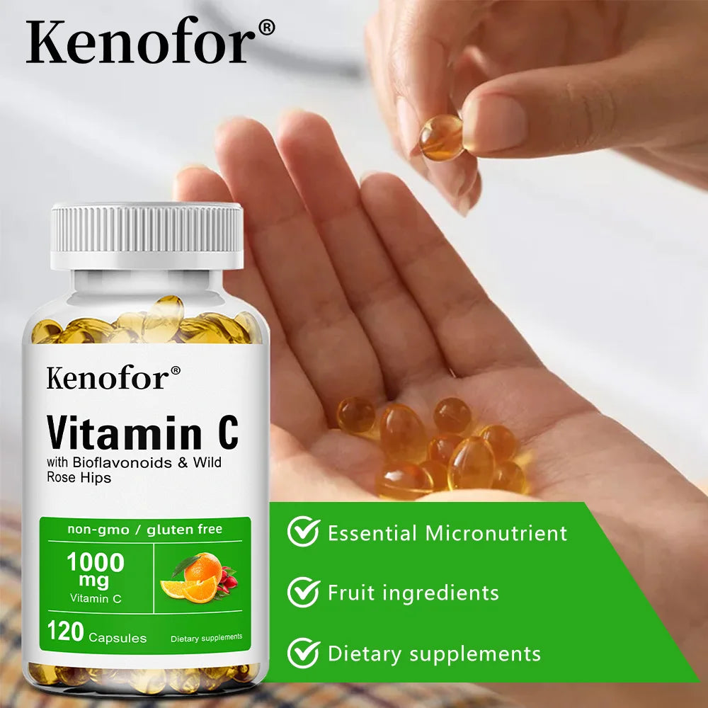 Vitamin C 1000mg - with Citrus, Rose hips,Immune System & Collagen High Potency Fat Soluble Ascorbic Acid Supplement Peaceful Pleasures Health and Wellness