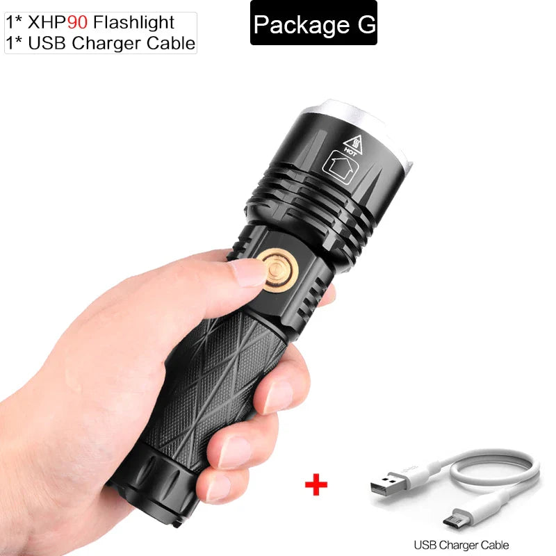 POCKETMAN XHP90.2 LED Tactical Flashlight 3800lm USB Rechargeable