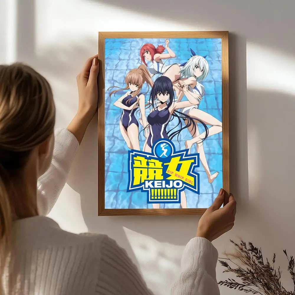 Anime K-Keijo!!!!!!!! HD Wall Poster – Self-Adhesive Waterproof Anime Wall Poster Peaceful Pleasures Health and Wellness White1 30X40cmNoframe