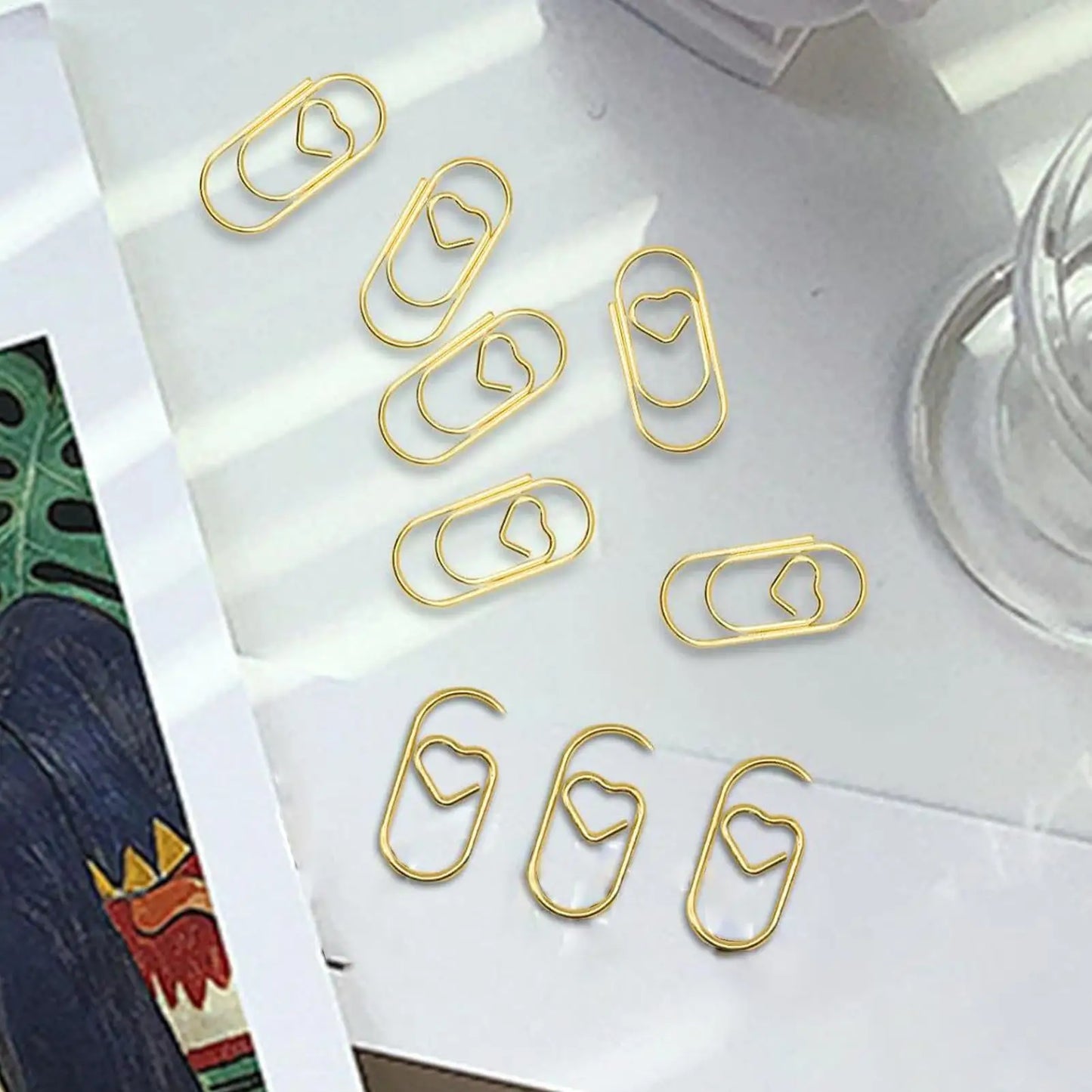 100Pcs Gold Heart Paper Clips – Decorative Binder Clamps