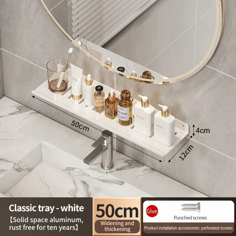 Space Aluminium Bathroom Faucet Storage Tray & Washbasin Rack
