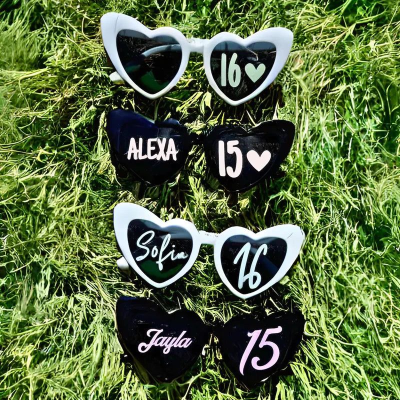 Personalized Heart Sunglasses | Sweet 15 16 Birthday Party Prop