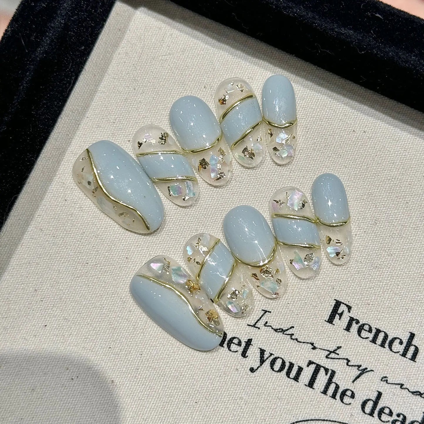Handmade Press on Nails Ins Sweet Pink Blue Color Fake Nails for Girls Wearable 3D Cherry Love Star Korean Cute False Nail Tips Peaceful Pleasures Health and Wellness XS 3
