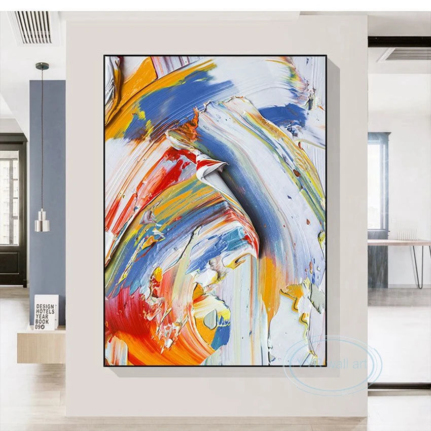 Canvas Wall Art Decoration Poster Handmade Oil Painting Abstract Thick Texture Acrylic Mural Living Room Porch Hotel Large Image Peaceful Pleasures Health and Wellness