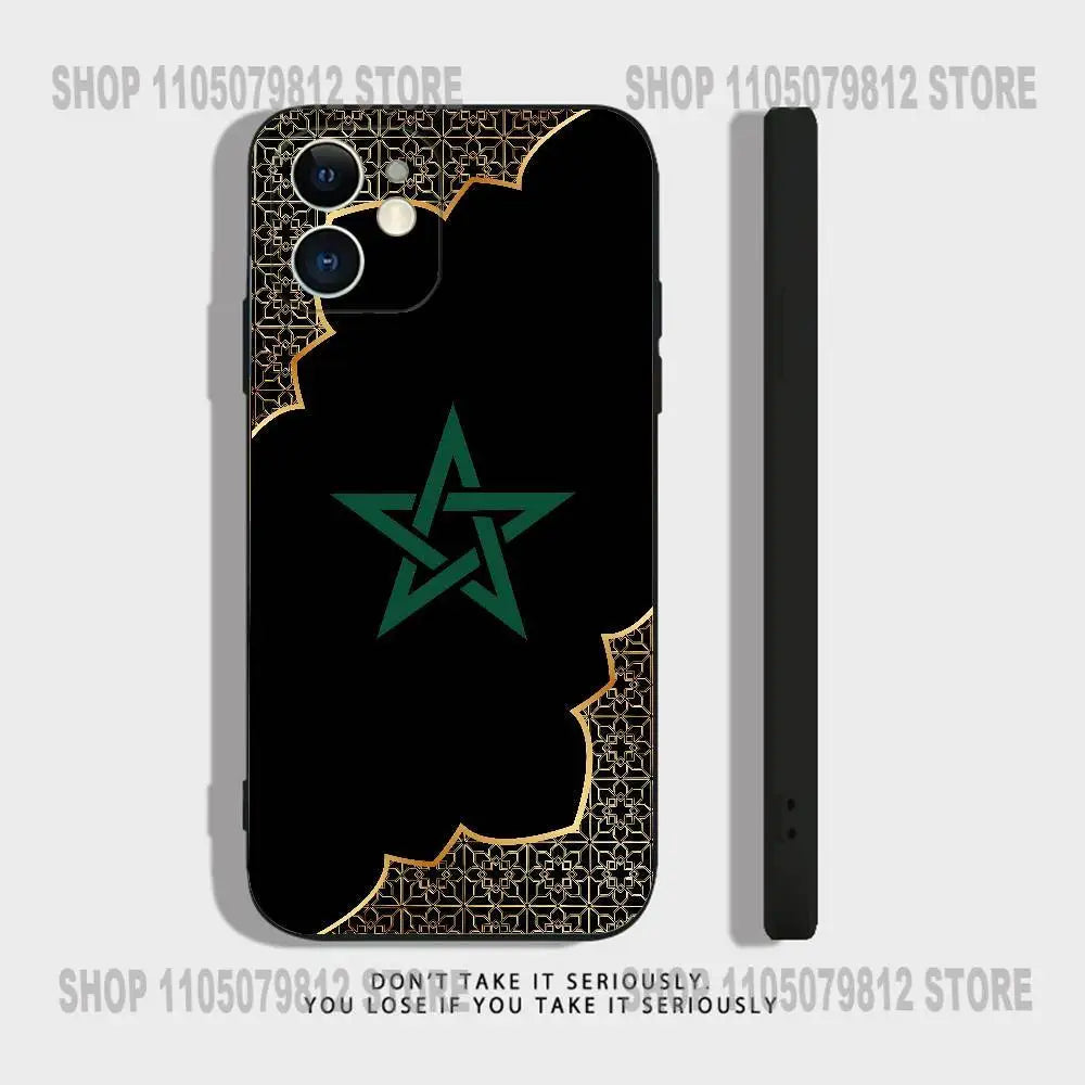 Morocco Flag Phone Case For iPhone 17 16,15,14,13,12,11,Pro,XS,Max,XR,Plus,Mini Soft Silicone Black Shockproof Peaceful Pleasures Health and Wellness
