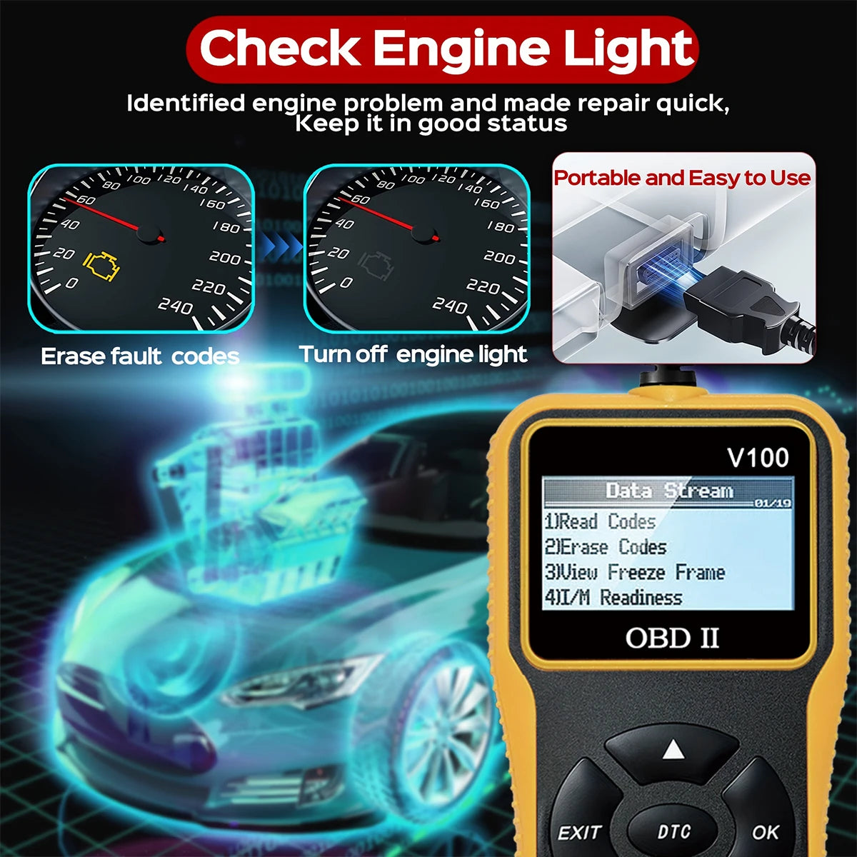 OBD2 Scanner Car Diagnostic Tool & Voltage Tester Y100 Peaceful Pleasures Health and Wellness