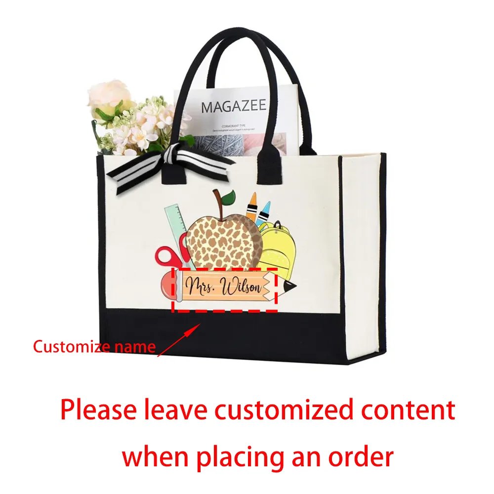 Personalized Teachers Day Gift Custom Teacher Bag Teacher Canvas Tote Back To School Decoration for Graduation Appreciation Gift Peaceful Pleasures Health and Wellness Bag 43x30x20cm