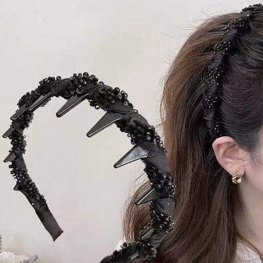 Women Beaded Wrap Headband Wash Face Toothed Non-slip Hair Hoops Headbands Hair Arrangement Fashion Headwear Peaceful Pleasures Health and Wellness