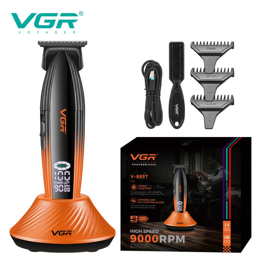 VGR high-end electric hair clipper 9000 RPM professional grade hair trimmer gradient color metal body carving push shear V-889T Peaceful Pleasures Health and Wellness USB