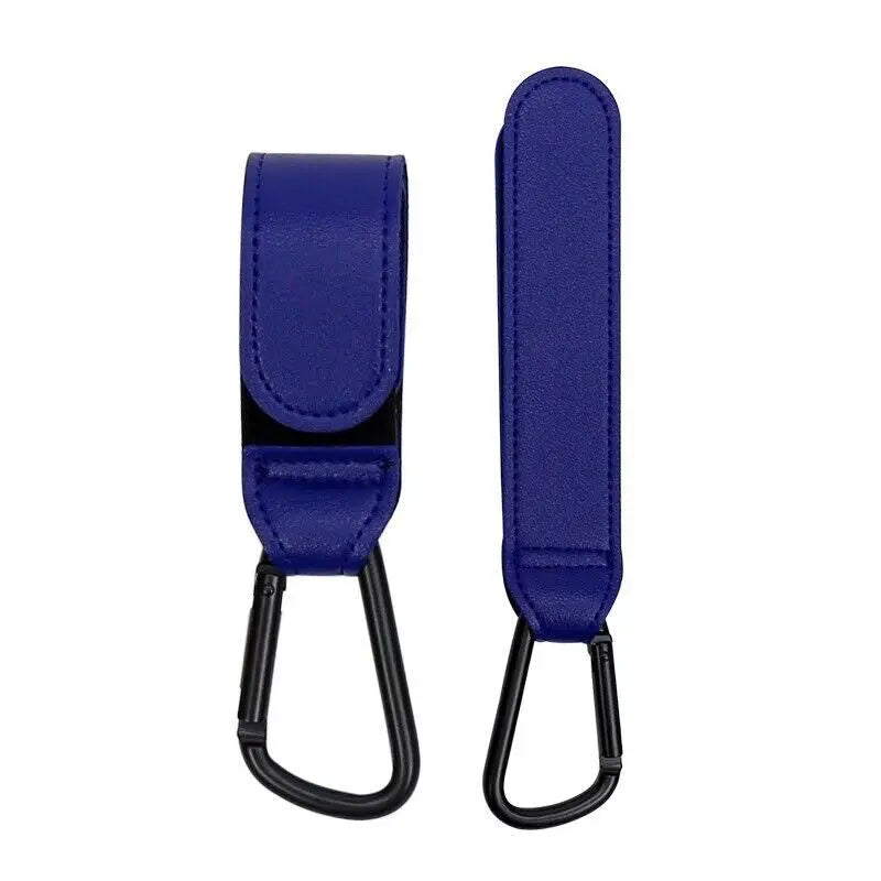 2-Pack Leather Stroller Hooks | Universal Carabiner Clips