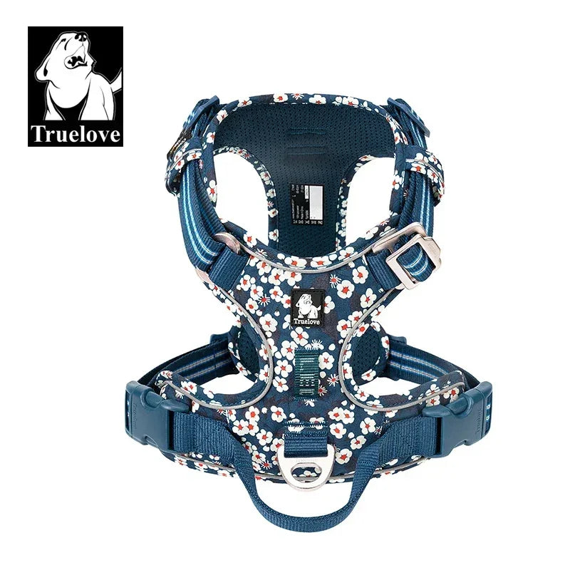 TRUE LOVE Pet Harness No Pull Nylon Reflective Dog Harness Adjustable Comfortable Control Step-in Brilliant Truelove TLH5654 Peaceful Pleasures Health and Wellness SAXONY BLUE XL China Mainland