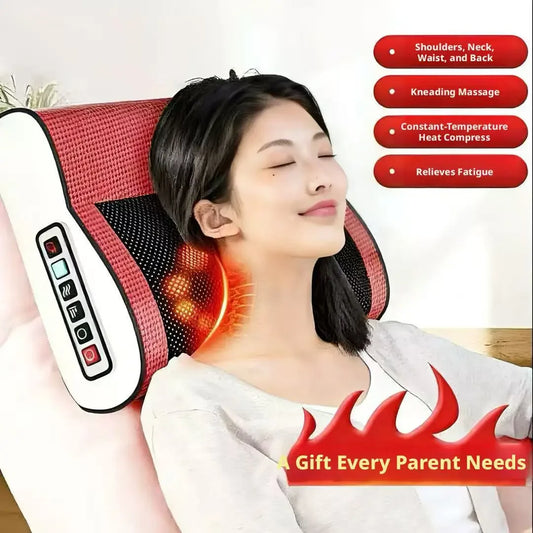 New Upgraded Infrared Heating Massage Pillow Full Body Kneading Hot Compress Cervical Shoulder Waist Relief Home Relax Gift Peaceful Pleasures Health and Wellness