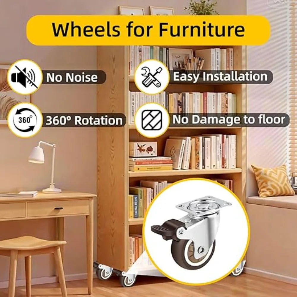 2 Inch Heavy Duty Rubber Furniture Caster Wheels – Set of 4