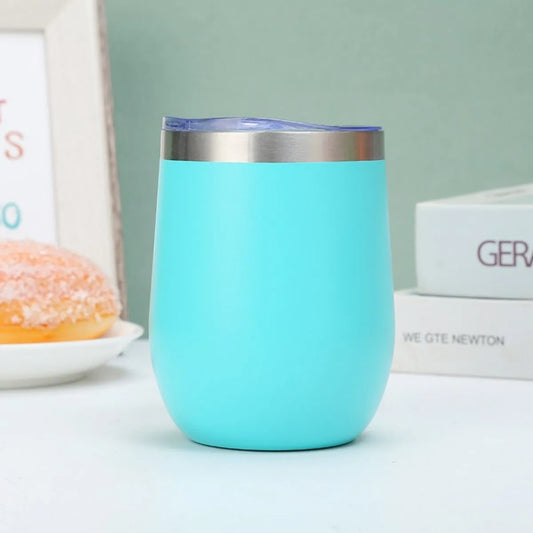 12oz egg cup 304 stainless steel U-shaped egg cup with lid beer cold cup portable eggshell cup Peaceful Pleasures Health and Wellness light blue <50ml