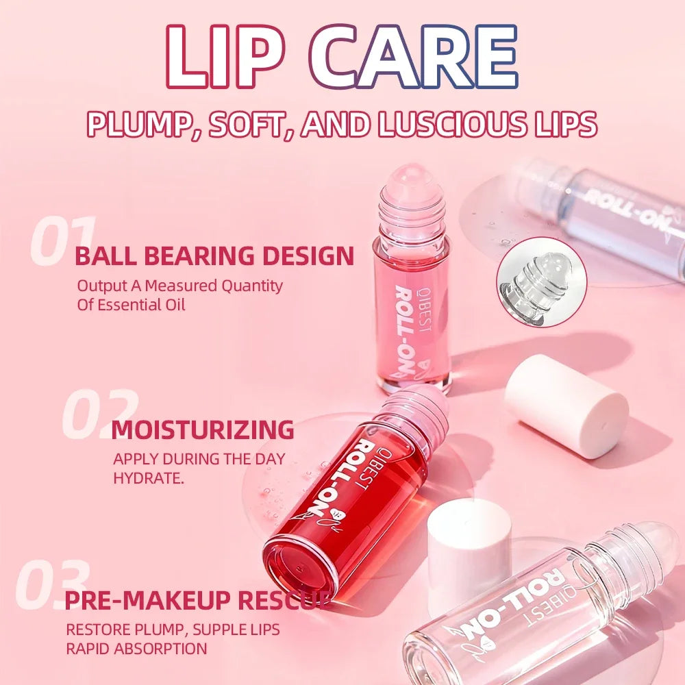 QIBEST Roll-On Lip Oil Sets Moisturizing And Hydrating Lip Gloss Nourishing Lip Balm Smooth Long-Lasting Colorless Anti-Drying Peaceful Pleasures Health and Wellness