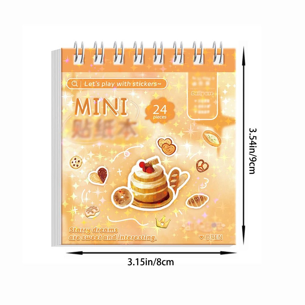 24 Sheets Handheld Sticker Notebook Mini Nail Stickers Cartoon
