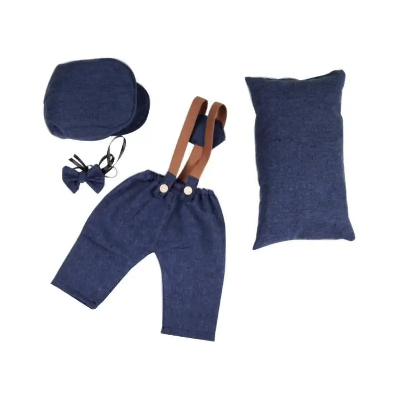 Newborn Photography Props Set – Uniform Hat Pillow & Bowtie
