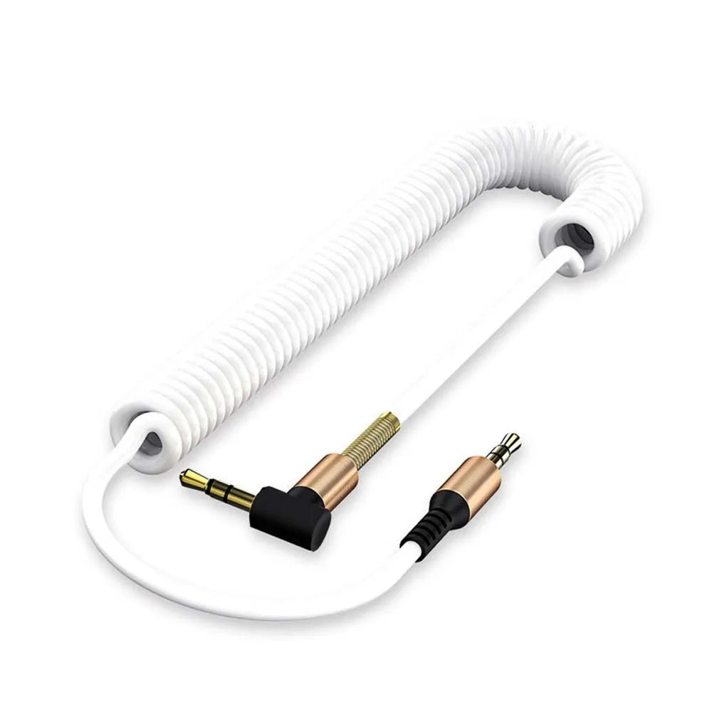 Headphone Cord Speaker Spring Cable Gold-plated Plug Elbow Male To Male Stereo Audio Wire Audio Cable Aux Cable Car Aux Cord Peaceful Pleasures Health and Wellness