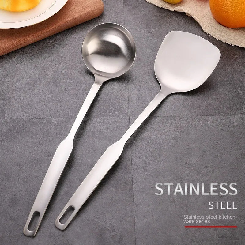Thickened Stainless Steel Spatula Ladle & Slotted Spoon Set