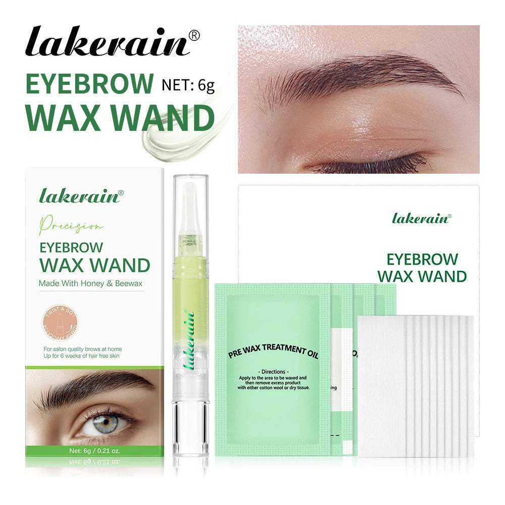 Lakerain Eyebrow Wax Wand Gentle Wax Formula Easy DIY Salon Long-lasting Smooth Hair Free Skin Eyebrow Facial Hair Removal Set Peaceful Pleasures Health and Wellness Eyebrow Wax Wand