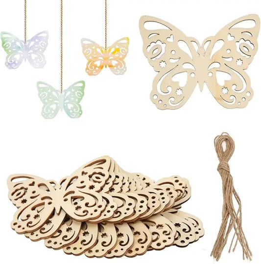 10pc Unfinished Wooden Butterfly Cutouts for DIY Crafts & Decor Wood Craft Blanks Oasis Select