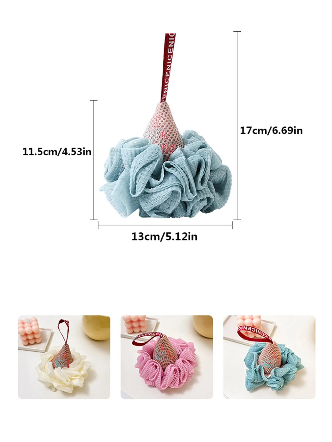 1Pcs Men Women Cute Ice Cream Bath Ball Nylon Mesh Shower Ball for Body Cleaning Reusable Bath Accessories Peaceful Pleasures Health and Wellness