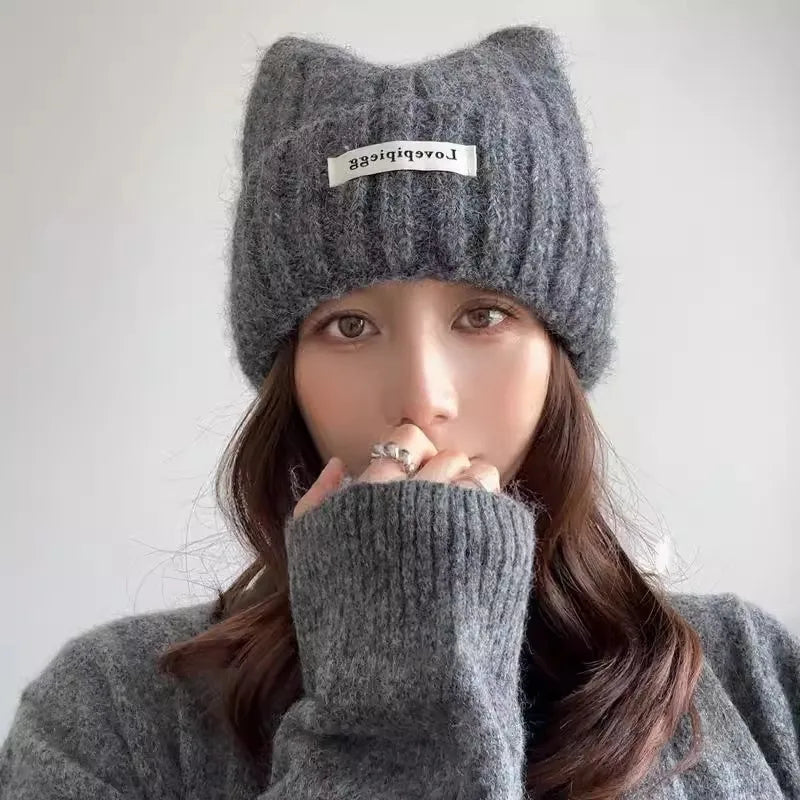 Women's Cat Ear Beanie – Warm Winter Knit Hat