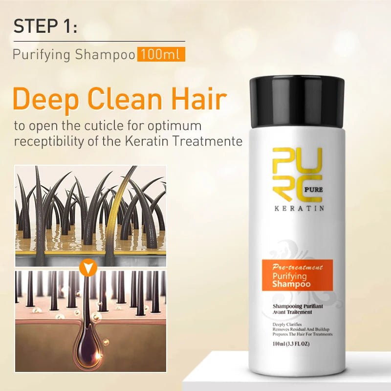 PURC Smoothing Shampoo Conditioner Professional Keratin Hair Treatment Nourishes Dry Repair Damaged Moisturizing Hair Care Peaceful Pleasures Health and Wellness