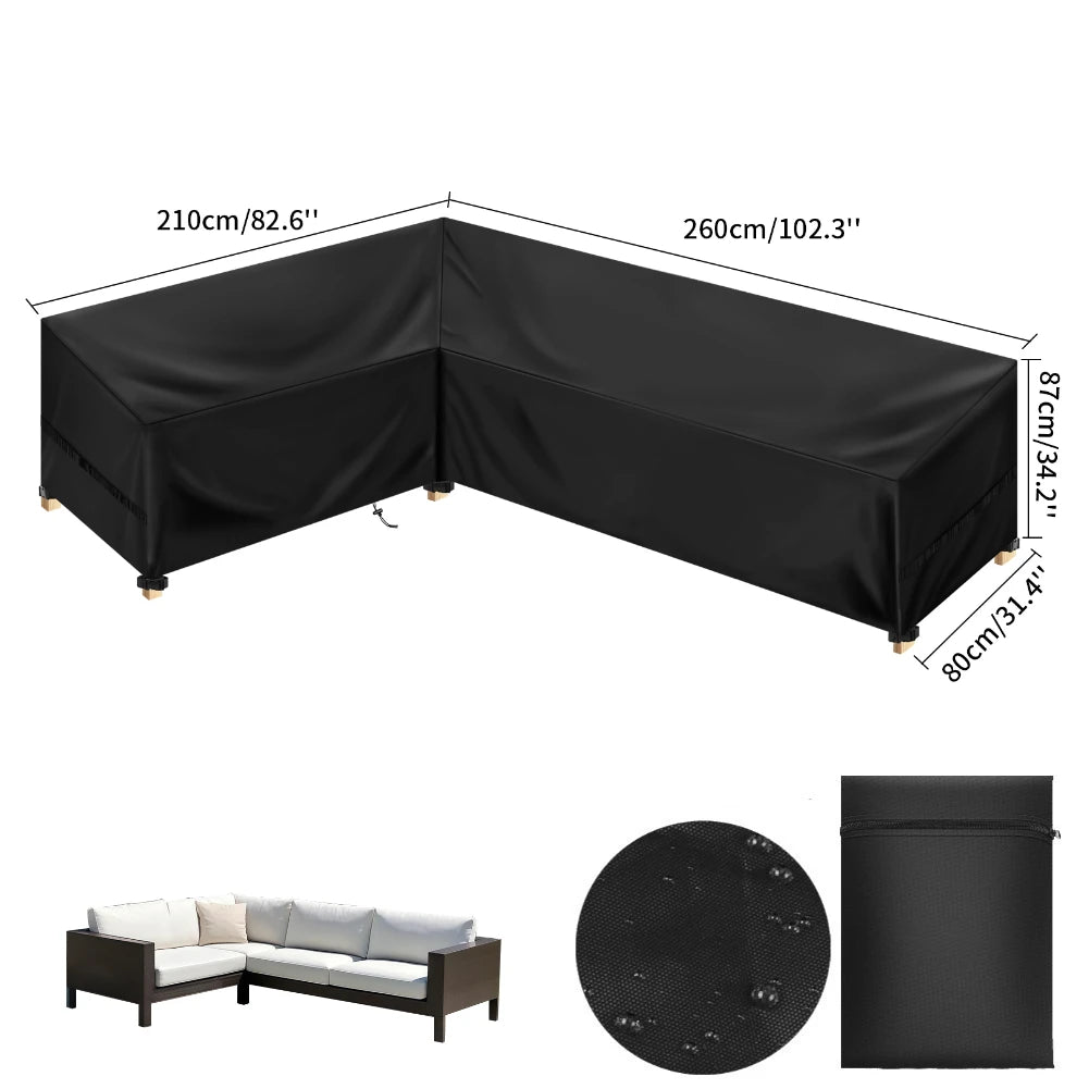 Outdoor Furniture Dust Cover 210D Oxford Cloth Garden Chair Cover Sofa Cover Waterproof Outdoor Patio Table Furniture Cover Peaceful Pleasures Health and Wellness Lshape 210x260x87cm