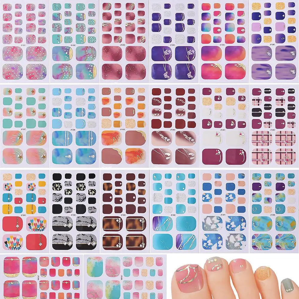 22tips/Sheet Glitter Toenail Stickers Glittering Full Wraps for Summer Pool and Beach for Nail Art and Decorative Nail Decals Peaceful Pleasures Health and Wellness