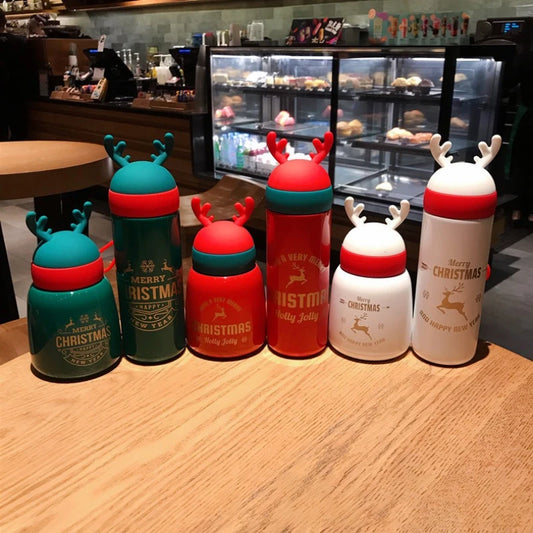 Christmas Antler Personalized Parent-Child Insulated Water Bottle Insulated Thermos Bottle Peaceful Pleasures Health and Wellness