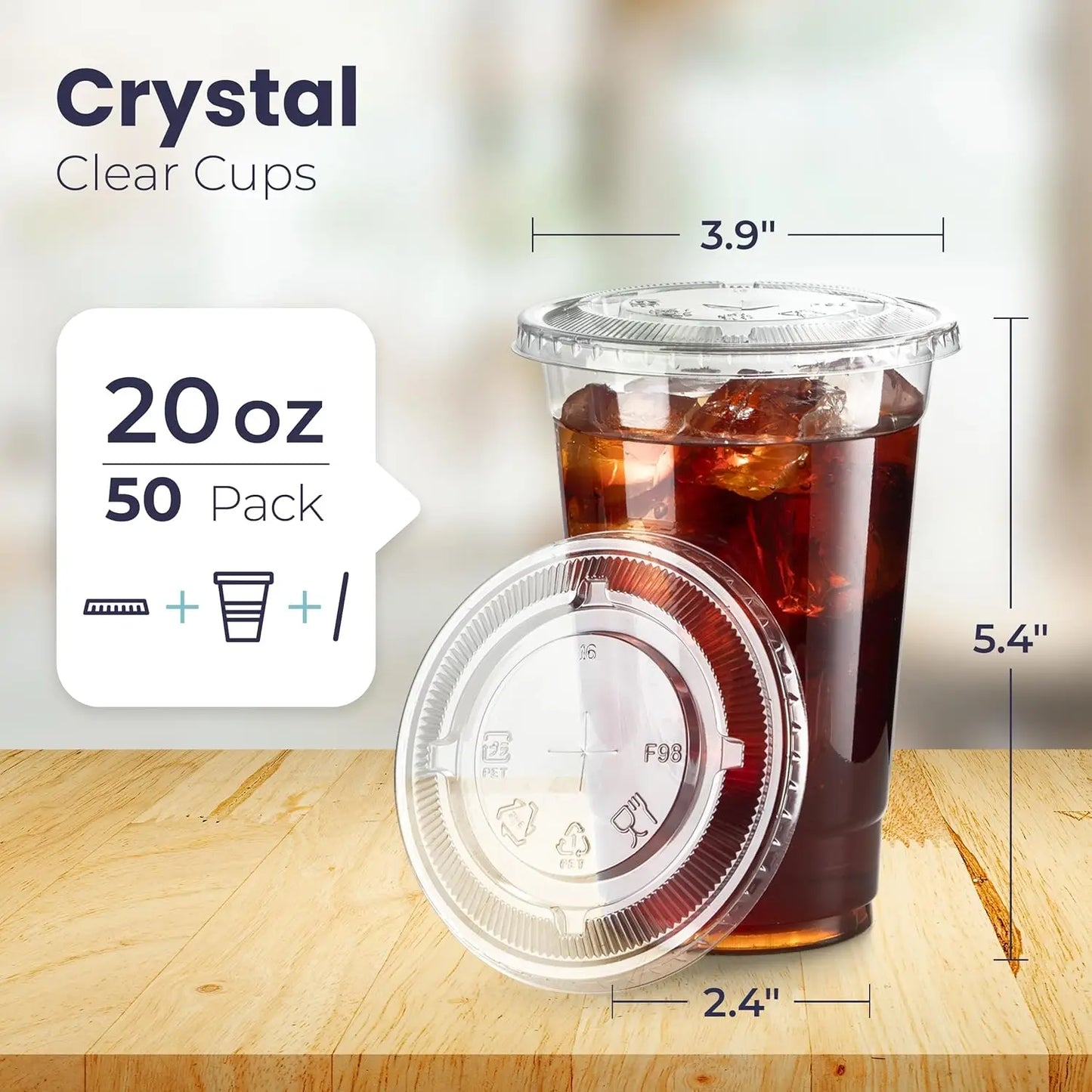 100Set 16/20/24 oz Plastic Iced Coffee Cups with Flat Lids and Straws Disposable Clear Cup BPA Free Cup for Party or Cofee Shop Peaceful Pleasures Health and Wellness