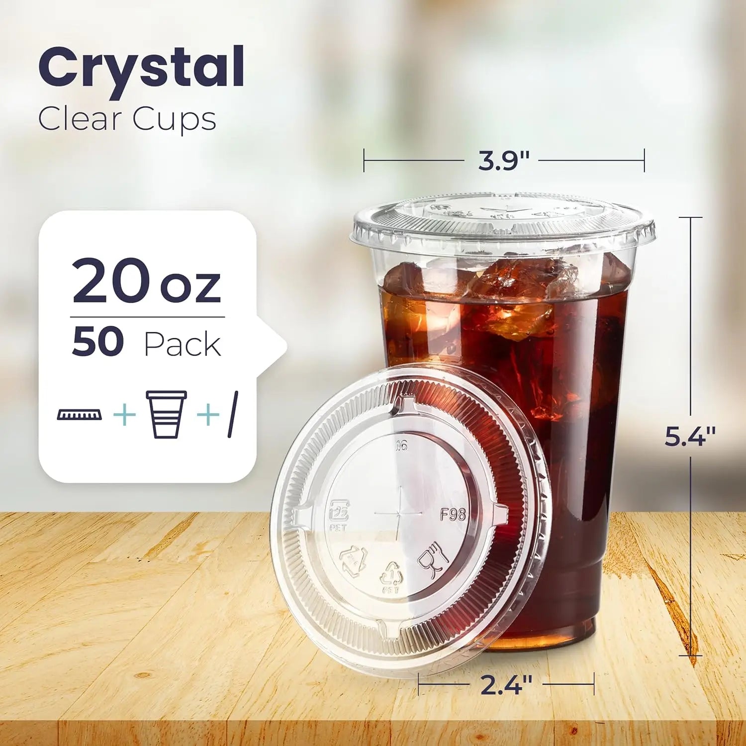100Set 16/20/24 oz Plastic Iced Coffee Cups with Flat Lids and Straws Disposable Clear Cup BPA Free Cup for Party or Cofee Shop Peaceful Pleasures Health and Wellness