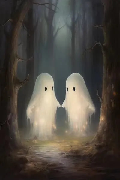 Halloween Cute Ghost Forest Canvas Poster | Wall Art Décor Canvas Wall Poster Peaceful Pleasures Health and Wellness ZLH5112 100x150cm No Frame