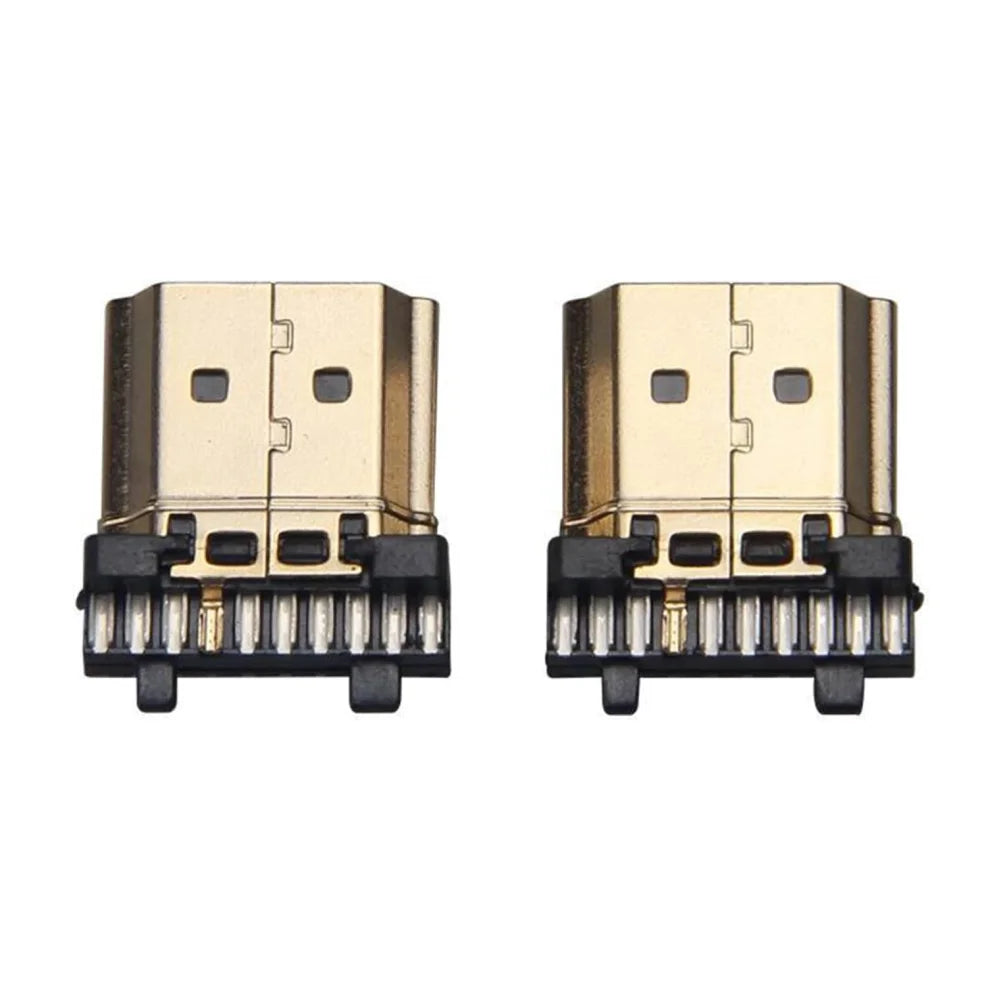 50/10pcs HDMI Male Connector Gold Plated 19 Pin Repair Plug Soldering Wire Type Connectors Use for Electronics Repair Peaceful Pleasures Health and Wellness