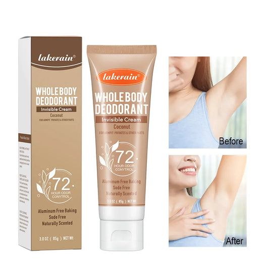 Lakerain Whole Body Deodorant Cream – 72Hr Fruity Fresh 85g Body Deodorant Cream Oasis Select