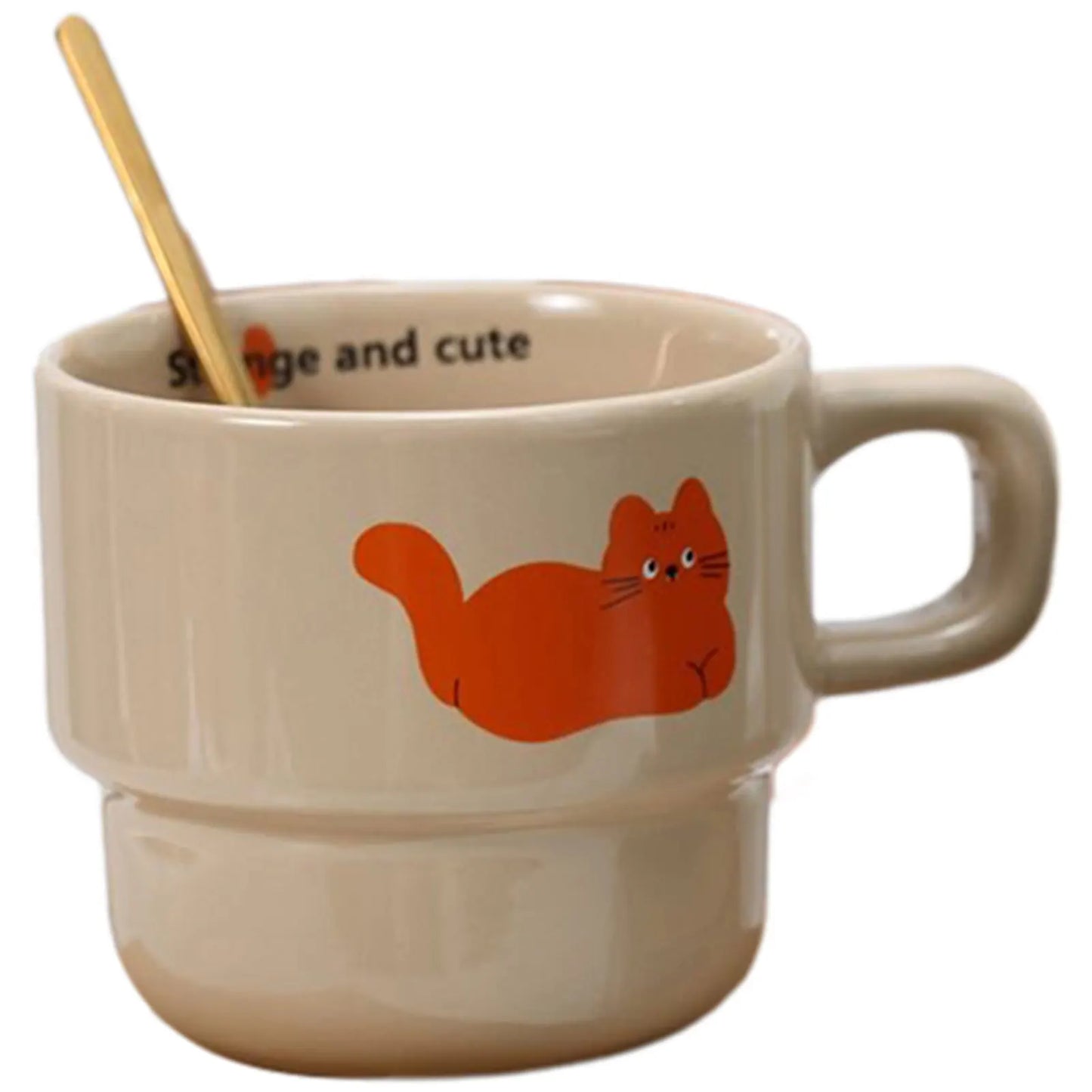 High-end Japanese Stacking Water Cup Coffee Mug Cute Milk Ceramic Cup Lovers Friend Cartoon Water Drinking Glass(Without spoon) Peaceful Pleasures Health and Wellness B As Shown