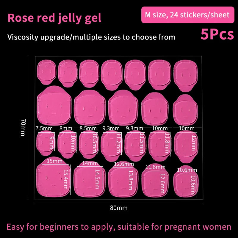 5Pcs False Nail Art Adhesive Tape Colour Jelly Glue DIY Fake Nail Manicure Gel Waterproof Tabs Nail Glue Nail Tools Peaceful Pleasures Health and Wellness 1 Rose red