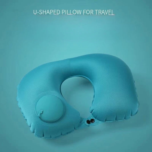 U-Shaped Inflatable Travel Neck Pillow – Press-Type Portable Inflatable Travel Pillow Peaceful Pleasures Health and Wellness