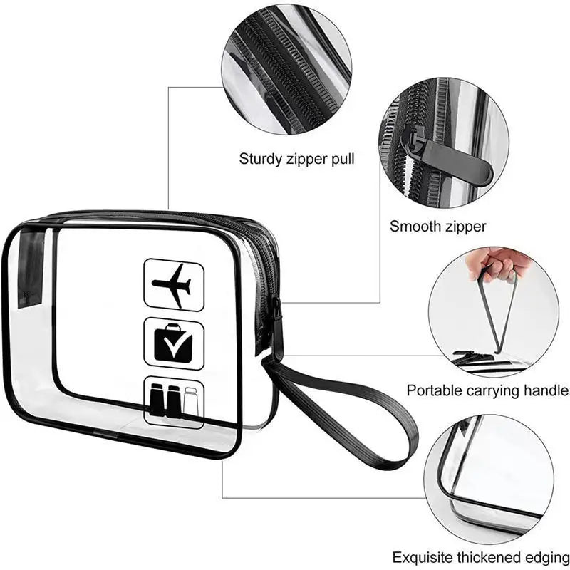 Transparent PVC Makeup Bag for Women Large Capacity Waterproof Handless Travel Toilet Bag Portable Storage Peaceful Pleasures Health and Wellness