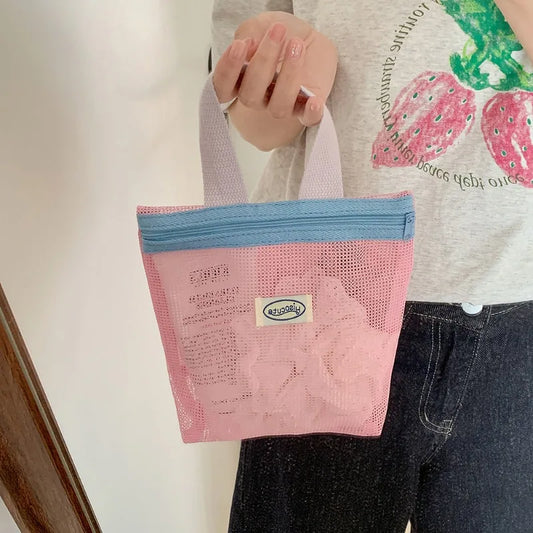 Simple Nylon Mesh Storage Bag for Students Outdoor Portable Sunglasses Skincare Products Storage and Toiletries Bag Peaceful Pleasures Health and Wellness