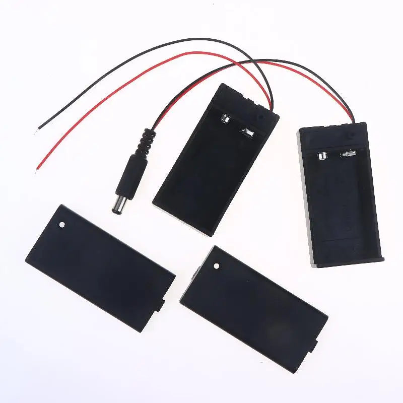 Black 9V Battery Box With Cover And ON/OFF Switch With Cable And DC Head Replacement 9V Battery Case DIY Accessories Peaceful Pleasures Health and Wellness