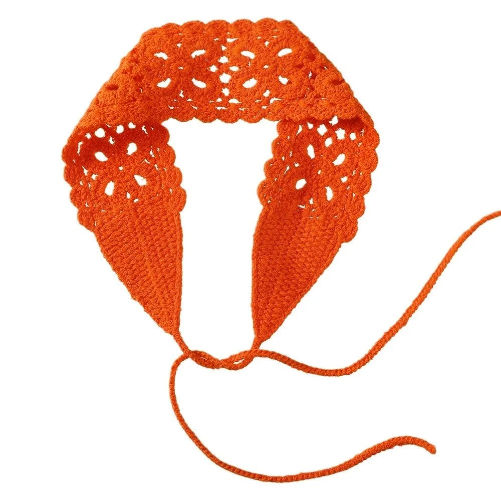 Boho Crochet Knit Headband – Handmade Hair Scarf for Women