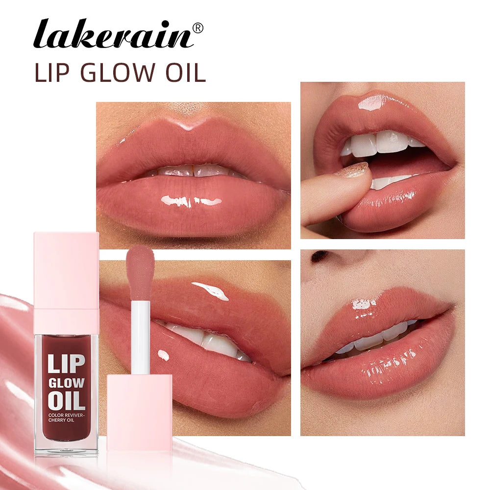 Crystal Lip Glow Oil Cherry Pink Lips Plumper Gloss Hydrating Plumping Lips Coat Tinted Lip Plumper Serum Lips Glow Oil Makeup Peaceful Pleasures Health and Wellness