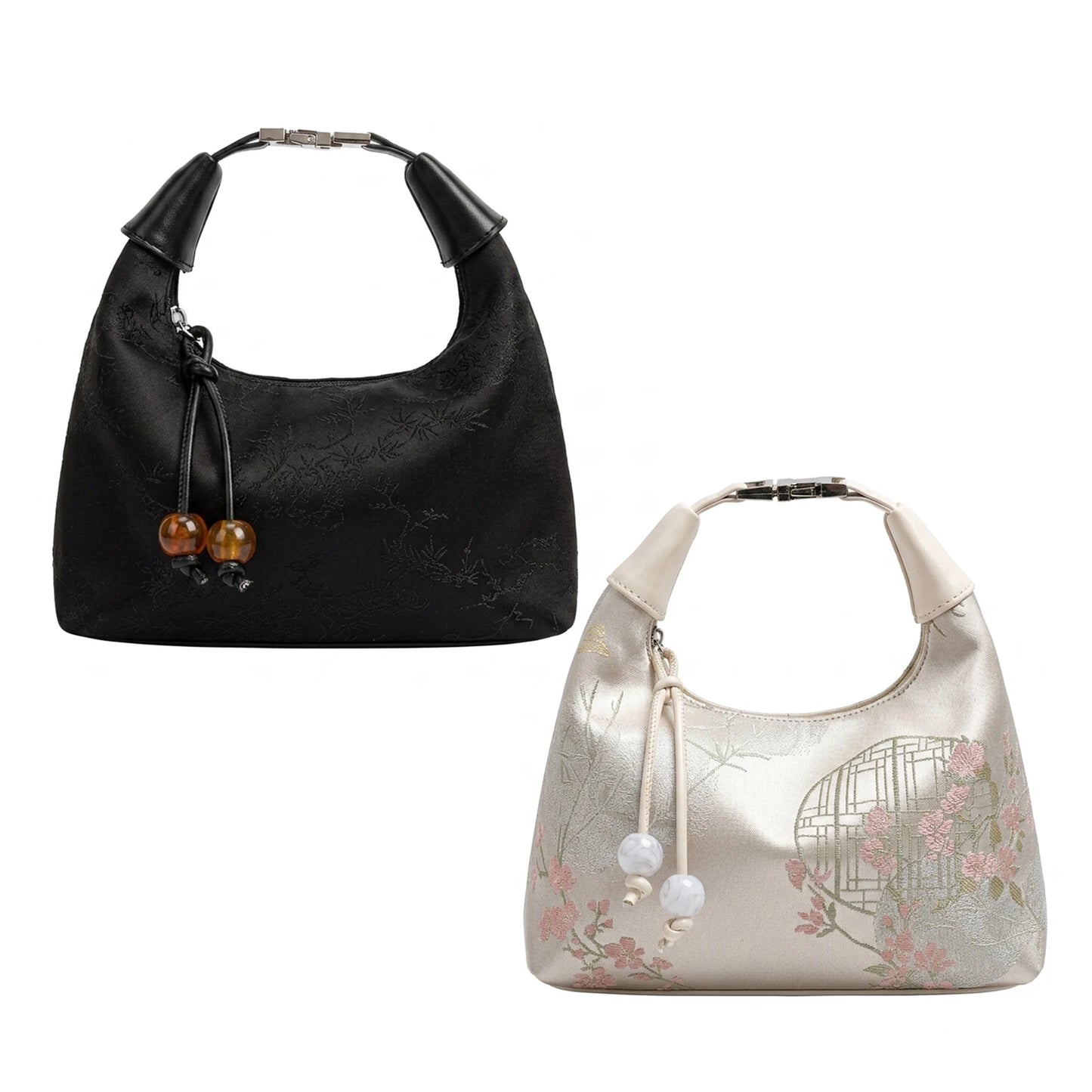 Embroidered Pea-Shaped Handbag For Women With Adjustable Strap And Traditional Design Peaceful Pleasures Health and Wellness