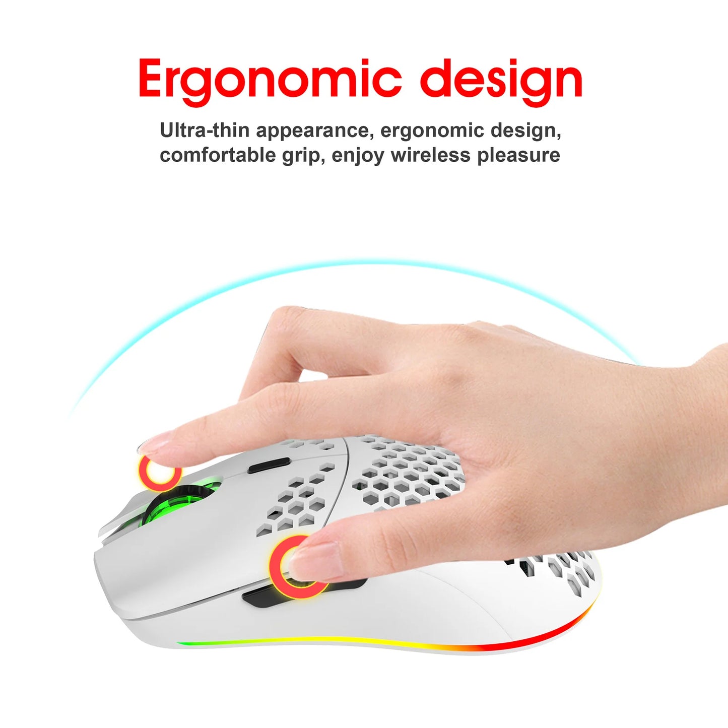 HXSJ T66 RGB Wireless Gaming Mouse | 2.4G, 3600 DPI, Ergonomic
